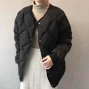 Femmes hiver chaud mi-long mince à capuche fermeture éclair Parkas à manches longues rembourré bouffée veste couleur unie fait peau de mouton coton - Product Image 2