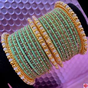 Vintage Custom Design Trendy High-quality Wedding Jewelry Elegant Multi-Color <b>Pearl</b> Stone Bridal Bangles Geometric Pattern Gold - Product Image 3