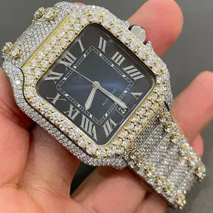 Модный из нержавеющей стали, Выращенный в лаборатории алмаз с четкостью vvs в стиле хип-хоп, поднимает изысканность мужских наручных часов