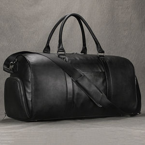 Bagages de voyage de nuit en cuir Weekender Large personnalisé haut de gamme pour hommes noir Sacs de sport en cuir végétalien pour hommes - Product Image 6