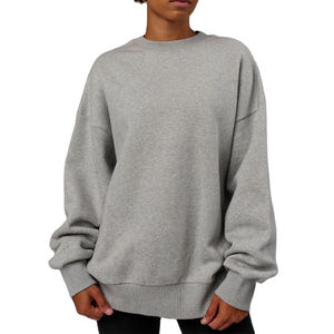 Sweat-shirt en molleton basique pour femmes, mélange de coton et de polyester, col rond, manches longues, pull ample, coupe décontractée, vêtement élégant - Product Image 1