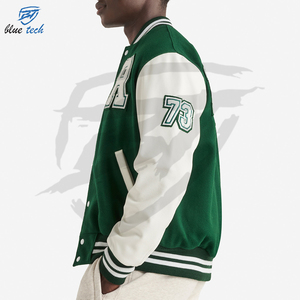 Custom Design Canvas Varsity <b>Jackets</b> Warm Winter Bomber <b>Leather</b> Sleeves Embroidered Logo High Quality Streetwear Quick Dry - Product Image 2