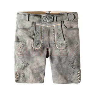 Fabrication au Pakistan, Lederhosen bavarois haut de gamme en daim de chèvre, coupe-vent, séchage rapide, taille mi-haute, motif uni, service OEM - Product Image 1