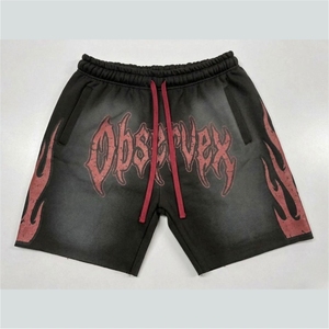 Custom Embroidery Hip Hop Style Shorts Streetwear Manufacturers Double <b>Layer</b> Adjustable Waist Double Waistband 100% Cotton - Product Image 1