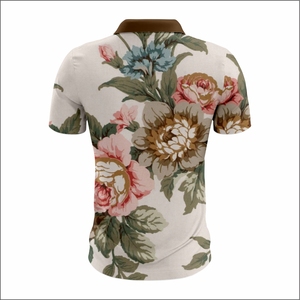 Vente en gros de polo de golf pour hommes à séchage rapide décontracté en polyester athlétique design floral personnalisé maillot respirant ajusté athlétique - Product Image 6