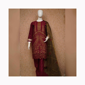 Salwar Kameez en soie Georgette brodée blanche élégante, réversible, avec dupatta rose, vêtements traditionnels indiens pakistanais pour femmes, pour mariage - Product Image 6