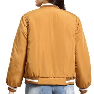 Chaquetas de bombardero hechas a medida para mujer, chaquetas de bombardero transpirables de manga larga con estampado de logotipo personalizado para mujer, OEM - Product Image 2