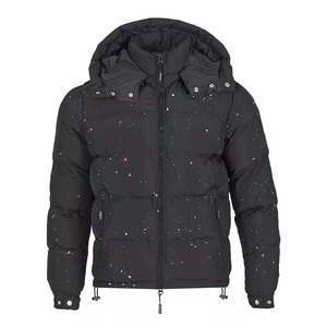 Veste d'hiver matelassée en toile pour homme, sur mesure, de haute qualité, coupe oversize, avec logo de designer, col montant noir, ODM - Product Image 1