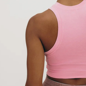 Camiseta sin mangas corta de algodón y poliéster para mujer, camiseta sin mangas corta de secado rápido al mejor precio para mujer a la venta - Product Image 6