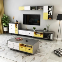 Meuble TV mural moderne en bois et marbre pour salon et chambre à coucher, meuble de rangement, table basse, UL-23FD1332