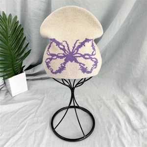 Bajo MOQ Fabricantes de gorros personalizados All Over Print Jacquard Y2K Gothic No Cuff Fold Cuffless Gorro de invierno de punto - Product Image 4