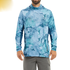 Sublimación de secado rápido para hombre, entrenamiento de manga larga Upf 50 +, camisas de rendimiento, diseño con capucha, ropa de pesca - Product Image 2