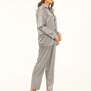 Vêtements de nuit en satin confortables et respirants Pyjamas en soie pure Douceur pour la peau Ensembles de vêtements de nuit pour femmes Véritable pyjama en soie - Product Image 4