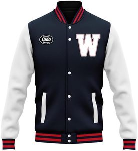 Chaqueta universitaria personalizada Premium con nombre y número, bordado y sublimación para ropa de equipo - Product Image 3