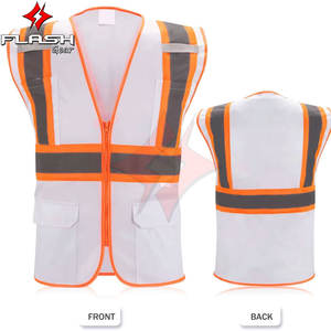 Gilet de sécurité de travail personnalisé avec logo, fluorescent, conforme à la norme ANSI classe 1, imperméable, multi-poches, haute visibilité, sans manches - Product Image 3