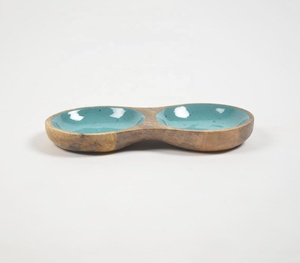 เคลือบสีเขียวขุ่นคู่ไม้ชิปจุ่มชามผู้ผลิตผู้ค้าส่ง - Product Image 2