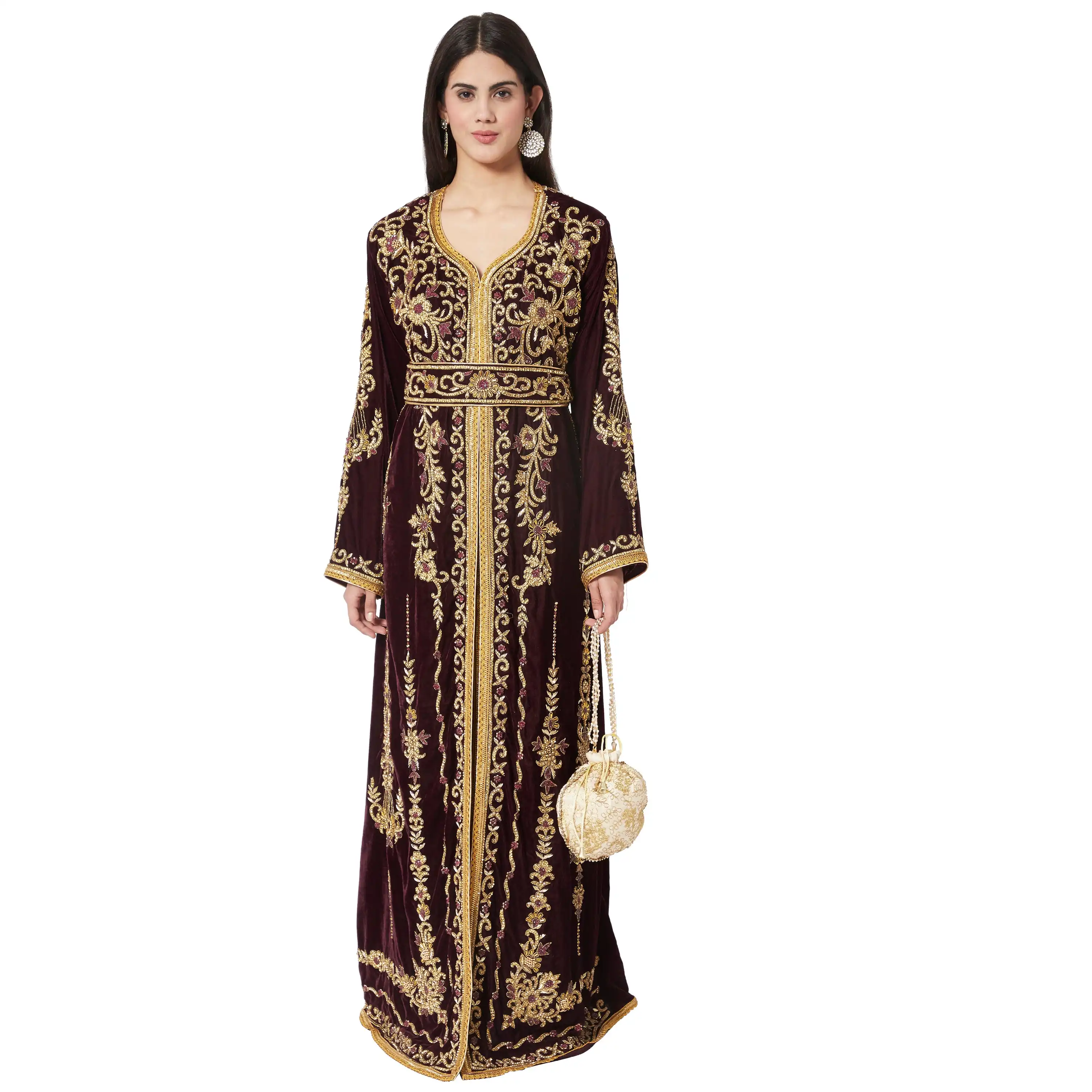Muslim Velvet Dress Soft Elegant Modest Women Dresses Eid Maxi Abaya Dresses Kaftan Islam Costume Femme