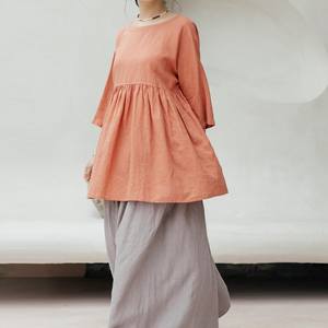 Vintage Floral Lace Cotton Babydoll Tunic Top for Women Regular Fit ODM - Product Image 1