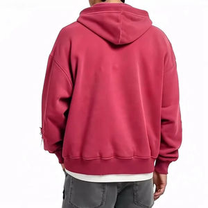 Sweat à capuche zippé personnalisable OEM délavé à l'acide pour homme, style Hip Hop, coupe-vent, streetwear avec motif par transfert thermique - Product Image 3