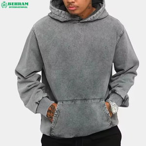 Sweat à capuche basique classique pour homme 2026, délavé à l'acide, avec cordon de serrage, 100 % coton molletonné thermique, style streetwear - Product Image 1