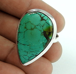 Luxury Women Natural Gemstone Turquoise <b>Ring</b> <b>Chunky</b> Fashion Trendy Classic Handmade 925 Sterling Silver <b>Ring</b> Manufacturer India - Product Image 1