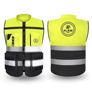 Chalecos reflectantes de seguridad resistentes con 7 bolsillos y cremallera frontal - Product Image 5