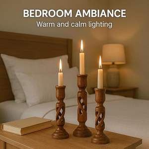 Handcrafted Natural Wood Candle Holder Smooth Rounded <b>Edges</b> Customized Designs for Home <b>Decoration</b> Christmas Party Occasions - Product Image 5