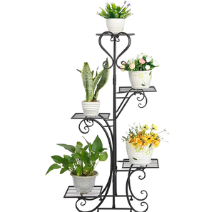 Meilleur support de plante en métal 5 niveaux support de pot de fleur étagère en fer forgé jardinière présentoir pour jardin patio pelouse intérieur extérieur - Product Image 1