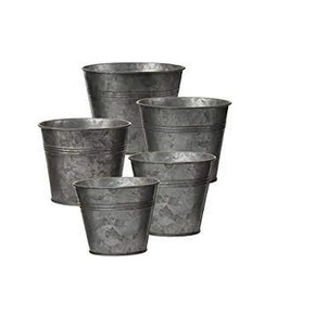 Mini ensemble de pots de fleurs en métal galvanisé rustique pour décoration extérieure et intérieure Design classique pour sol de bureau pour plantes artificielles - Product Image 1