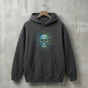 Sweat à capuche gris anthracite de haute qualité pour homme, coupe classique, logo personnalisé, broderie minimaliste cyberpunk, grande taille, hip-hop, 100% coton - Product Image 1