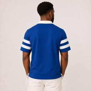 Polo à manches courtes bleu Zeta Phi Beta personnalisé avec poche et cordon de serrage, style preppy, haut décontracté pour homme, vêtements grecs personnalisés - Product Image 3