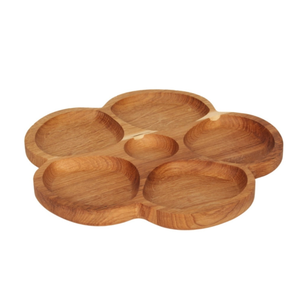 Tabla de servir de madera de roble con forma de flor de 30.5 cm, acabado con aceite vegetal, tabla para queso y aperitivos, grabado de logotipo personalizado - Product Image 1