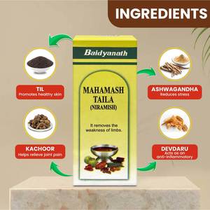 Baidyanath Mahamash Taila 50ml Aceite de Masaje Niramish para Alivio del Dolor Corporal Crónico, Entumecimiento y Debilidad Muscular, Paquete de 1 - Product Image 6
