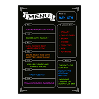 Tableau blanc interactif magnétique pour planificateur hebdomadaire et mensuel, effaçable à sec, taille personnalisée, fond noir et blanc certifié, menu personnalisable