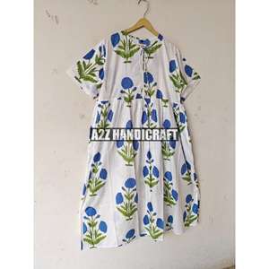 ชุดเดรสผ้าฝ้ายพิมพ์ลายดอกไม้ดีไซน์ใหม่ชุดเดรสยาวถึงพื้นเดรสธรรมชาติพิมพ์ลายดอกไม้ทำด้วยมือ - Product Image 5