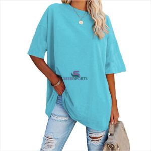Camisetas de gran tamaño para mujer, camisetas de media manga con cuello redondo, Túnica de algodón - Product Image 4