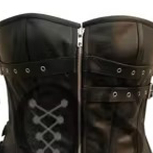 Corset surbuste en cuir noir Steelboned avec fermeture à glissière avant respirant haute compression taille minceur - Product Image 6