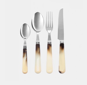 Couverts à manche en résine orange avec tête finie en argent Couverts de qualité supérieure idéaux pour les fêtes à la maison et les hôtels - Product Image 4
