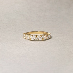 Anillo de Eternidad Medio Chapado en Oro Amarillo con Moissanita Corte Marquesa de 4x2 mm, Joyería Fina para Novia, Aniversario, para Mujer - Product Image 1