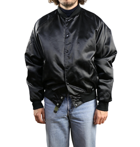 Blouson aviateur universitaire en satin bleu à bouton-pression vintage pour hommes très vendu avec logo personnalisé pour hommes - Product Image 1