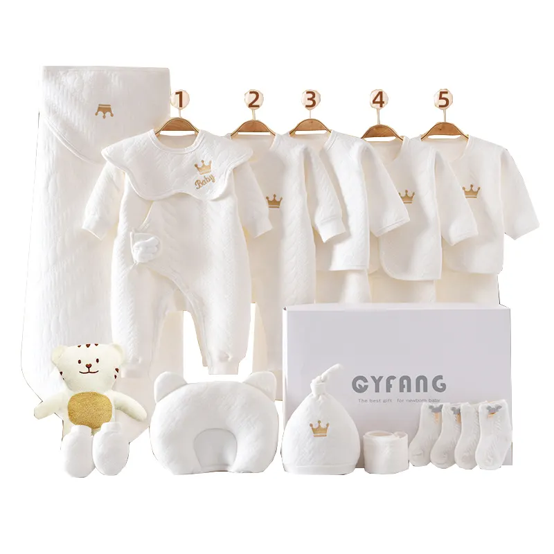 Winter Unisex Newborn Boy Girl Gifts Baby Layette Set for Shower Essentials Accessories White 15pcs