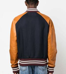 Blouson de baseball à manches en cuir pour hommes, patchs personnalisés, logo design - Product Image 4