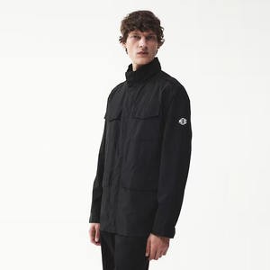 Veste coupe-vent en nylon pour l'extérieur pour hommes Logo personnalisé Doublure en maille thermique Polyester Soft Shell Full Zip Button up Hoodies Jackets - Product Image 1