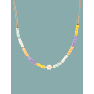 CUCOCUCA Collana girocollo fatta a mano 112250320 con perline di cristallo e madreperla a forma di fiore di margarita, regolabile per uso quotidiano, spedizione UE in 48 ore - Product Image 1