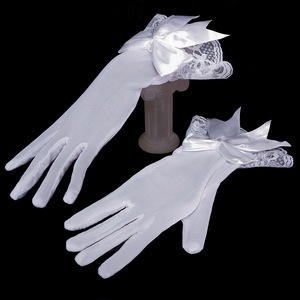 Elegantes guantes hasta la muñeca con lazo de encaje de poliéster/algodón para mujer, mitones nupciales, accesorios para disfraces de fiesta de té y Noche - Product Image 2