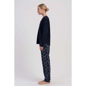 KADIN P.SUPREM BATTAL XXL V YAKA UZUN KOL ETEGI OVAL PIJAMA TAKIM - Y.LACIVERT - Y.LACIVERT - Product Image 3