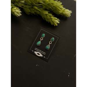 Navajo Handmade <b>Red</b> Skin Turquoise & Sterling Silver Drop <b>Earrings</b> Post Dangle Water Drop Shape - Product Image 4