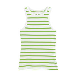 Débardeur à capuche rayé col rond coupe ajustée, fabriqué en usine, imprimé sur mesure, en coton, pour l'entraînement, tricoté et respirant - Product Image 2