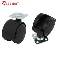 Roulette de meuble universelle Ressam 50mm 2 pouces roulettes jumelles pivotantes roulettes de meuble de chaise de bureau en plastique