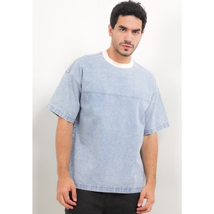 เสื้อยืดคอกลมสีขาวสำหรับผู้ชายผ้า100% คอตตอนซักได้ไซส์ใหญ่พิเศษผ้ากรดสำหรับใส่ทุกวัน - Product Image 1